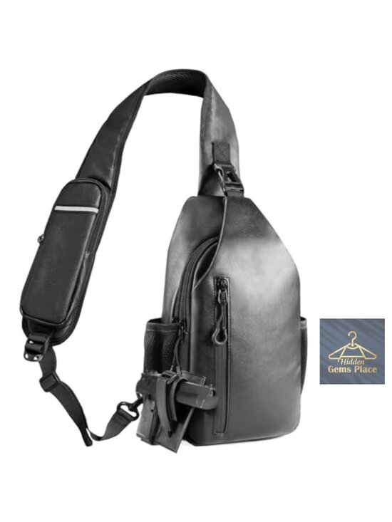Tactical CCW Sling Bag - Premium Vegan Leather Crossbody with Anti-Theft Zipper main image 5